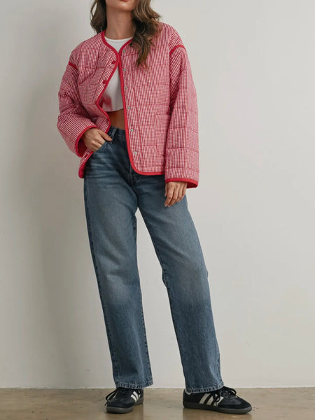 Quincy Quilted Puffer in Red