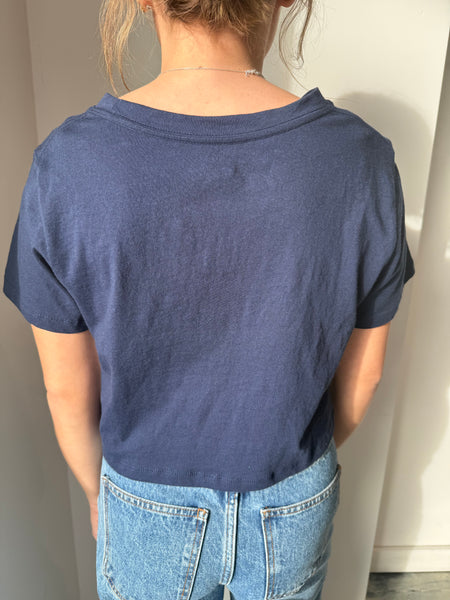 Out of the Boxy Crop Tee in Navy