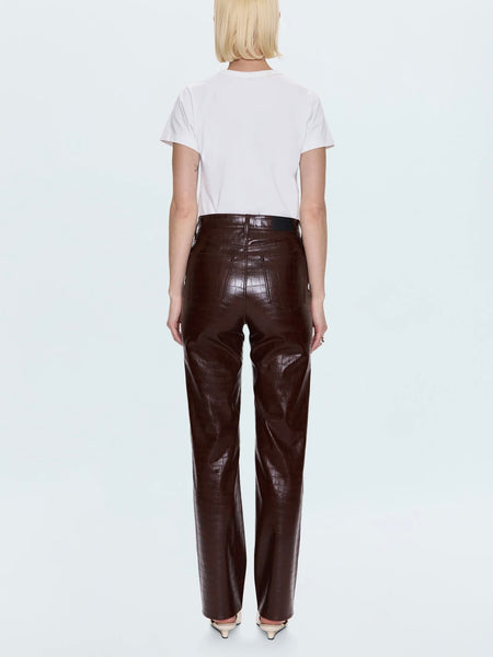 Cassie High Rise Straight Pant in Tobacco Croc