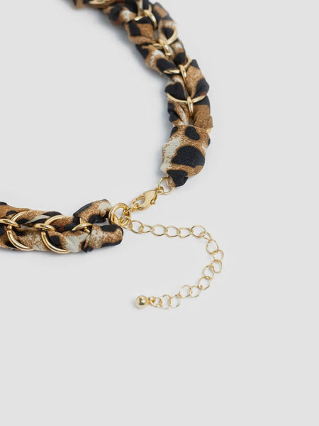 Oversized Charm Bandana Necklace in Leopard