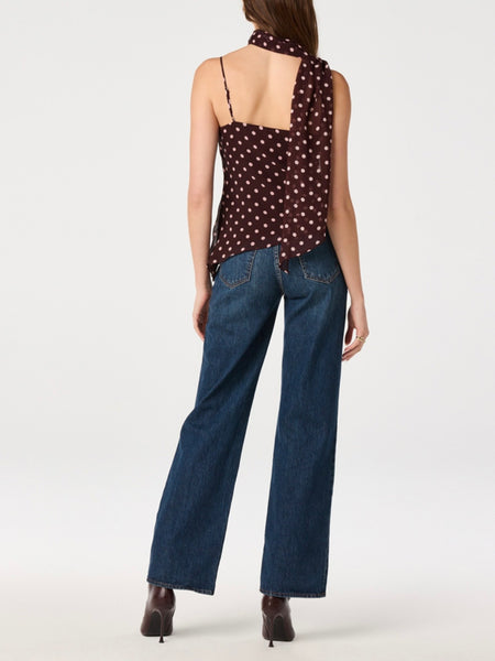 Adrie Top in Brown Polka Dot