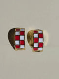 Checkered Enamel Huggies in Red & White