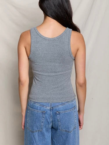 Blondie V Neck Tank in Dark Heather Grey