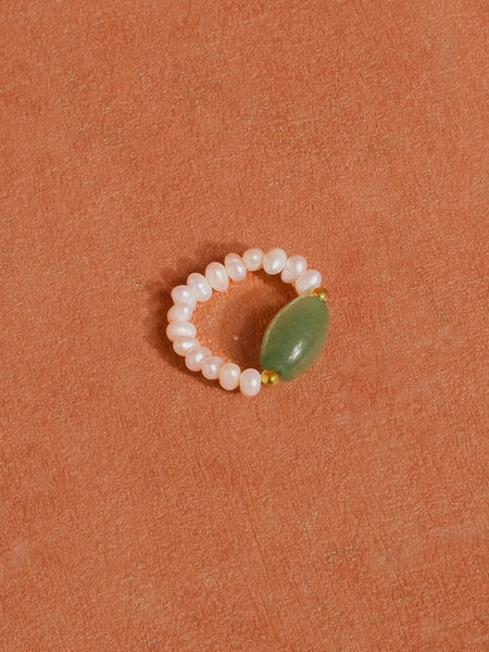 Henly Pearl Stone Ring in Green