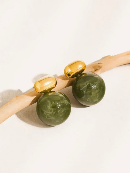 Velisse Marble Earrings in Green