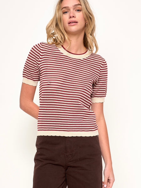 Cora Top in Aubergine & Ivory