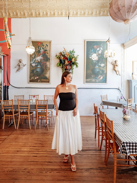 Clean & Classy Strapless Dress in Black & White