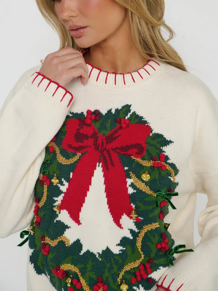 Beckett Sweater in Wreath Graphic Knit