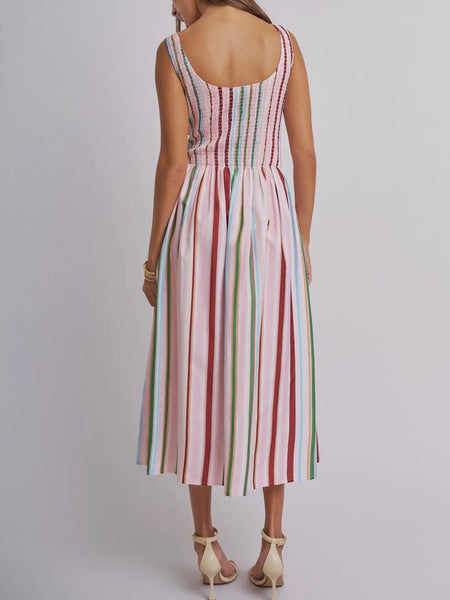 Under The Big Top Maxi Dress in Multi Stripe