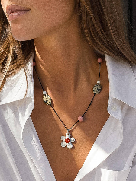 Tallulah Beaded Necklace in Silver