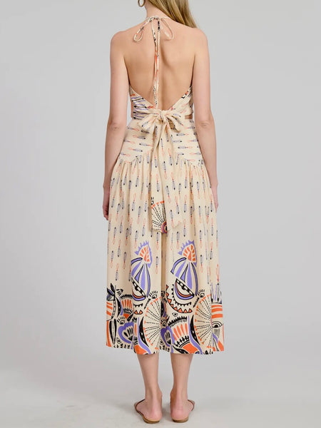 Jaen Printed Halter Top in Natural