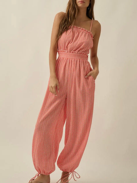 Take Me To Tennessee Jumpsuit in Red Gingham
