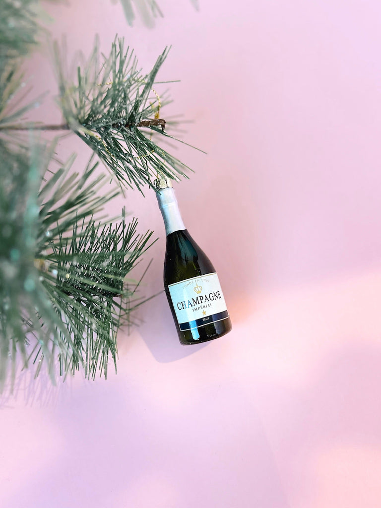 Champagne Bottle Ornament in Olive