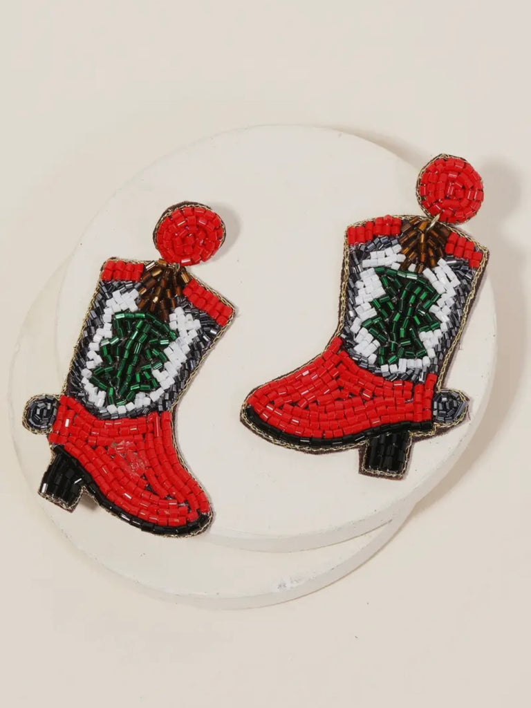 Christmas Cowboy Boots Earrings