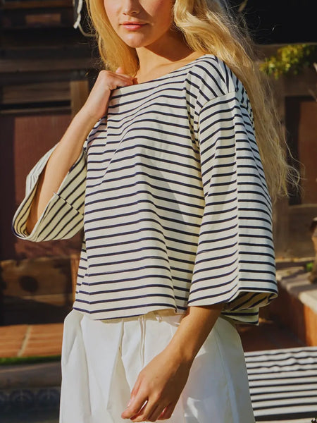 Dockside Striped Tee in Black & White