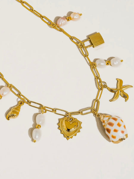 Ophelie Shell & Pearl Charm Necklace