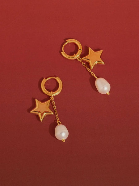Laurea Star Pearl Drop Earrings
