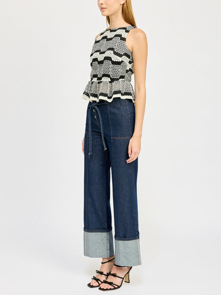 Genesis Top in Black & Ivory