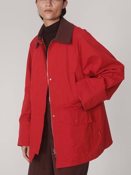 Rylan Mid Length Jacket in Washed Red