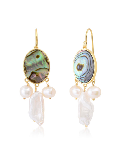 Abalone & Baroque Pearl Drop Earrings