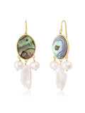 Abalone & Baroque Pearl Drop Earrings