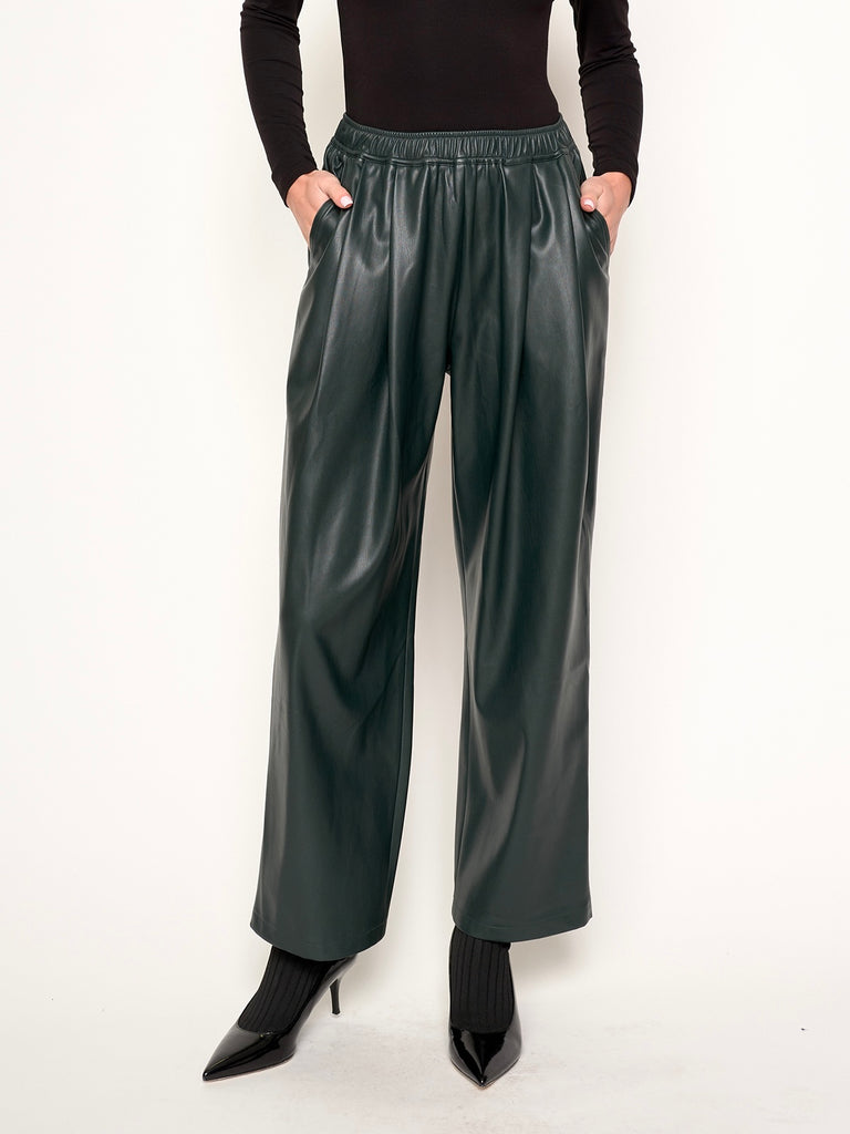 Bryan Faux Leather Pant in Emerald