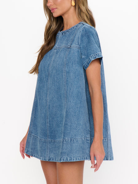 Claremont Dress in Stream Indigo
