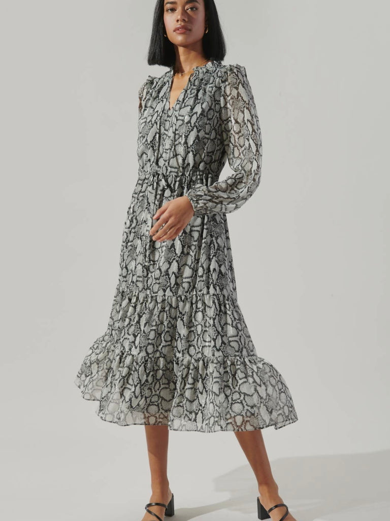 She's A Snake Midi Dress in Grey