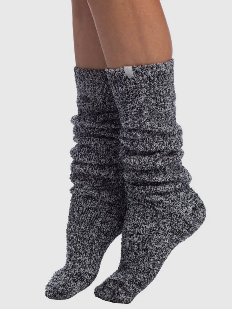 Slouchy Marshmallow Socks in Heather Black