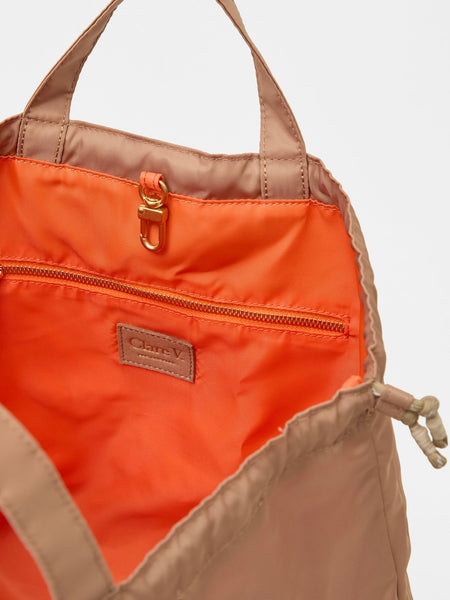 Sac Tout Backpack in Latte Recycled Nylon Twill