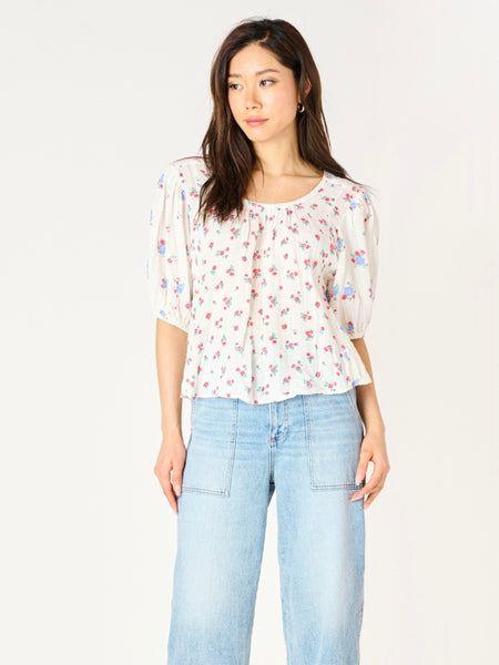 Don't Be Ditsy Floral Top in White