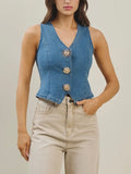 Dazzled Denim Vest in Blue