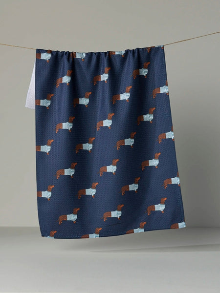 Coastal Dachshund Tea Towel