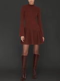 Asymmetrical Hem Mini Sweater Dress in Rust