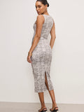 Slinky Jersey Ruched Midi Dress in Snake