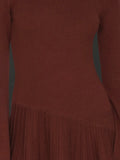 Asymmetrical Hem Mini Sweater Dress in Rust