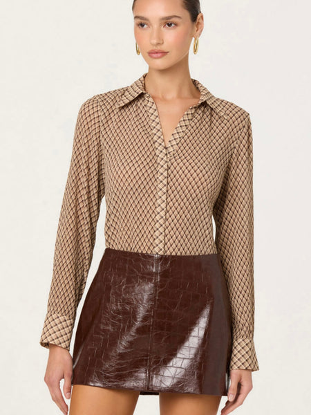 Laurel Top in Brown Plaid