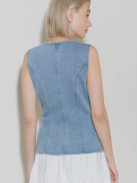 Denim Does Vest in Light Blue