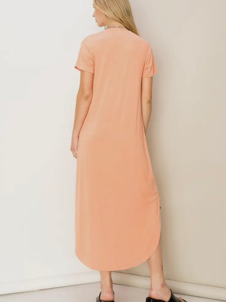 Easy V Midi Dress in Creamy Peach