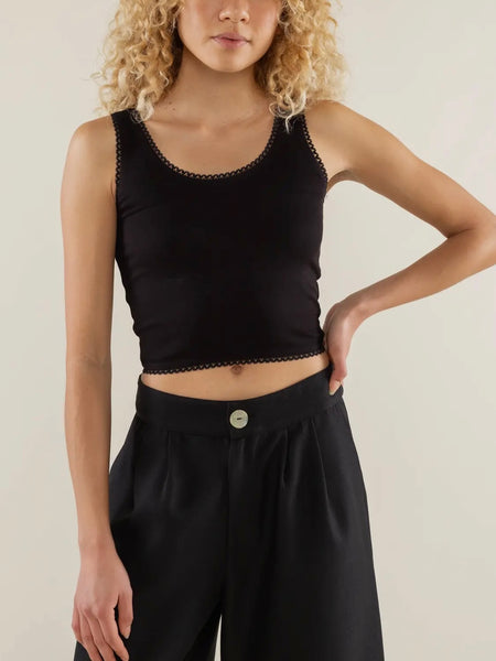 Poppy Crop Tank in Black