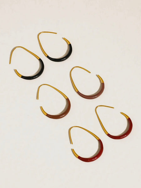 Perchee Enamel Hoops in Black