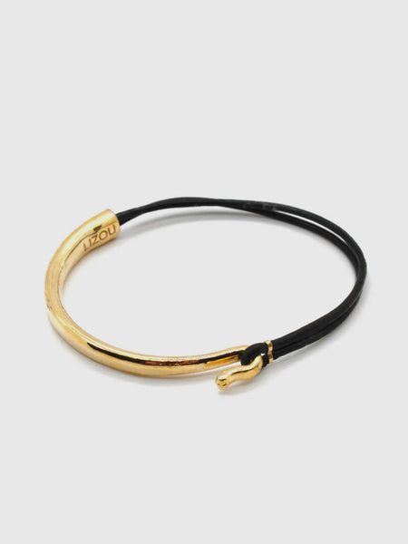 Leather & Plate Bracelet