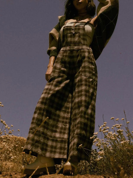 Turkey Trot Plaid Overall in Chocolate