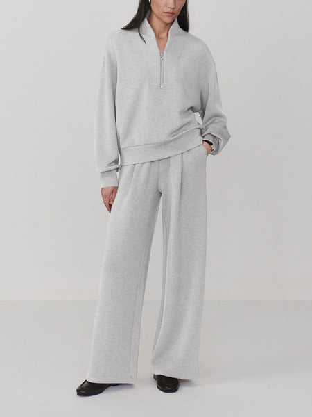 The Extra Wide Leg Pant 29.5 in Light Grey Marl