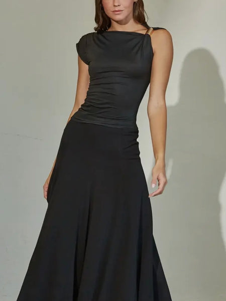 Gold Shoulder Top in Black