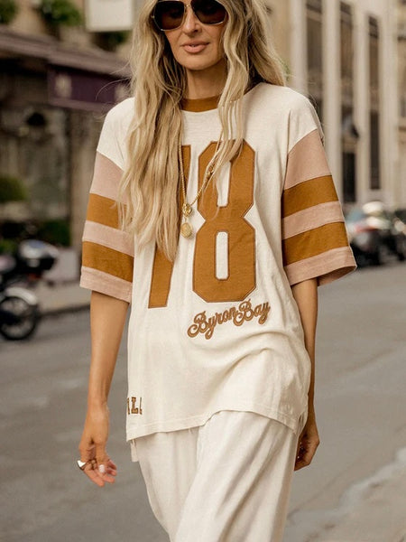 Homecoming Oversized Biker Tee in Stone