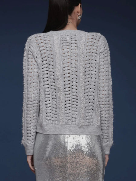 Textured Knit Cardigan in Grey