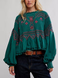 Holly Knit Top in Green Combo