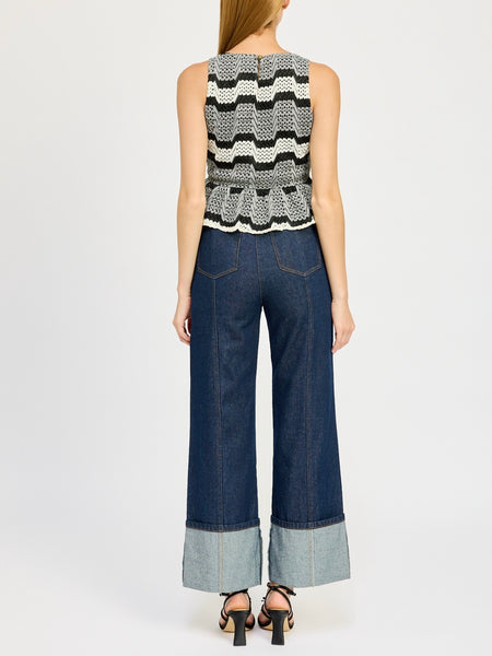 Genesis Top in Black & Ivory