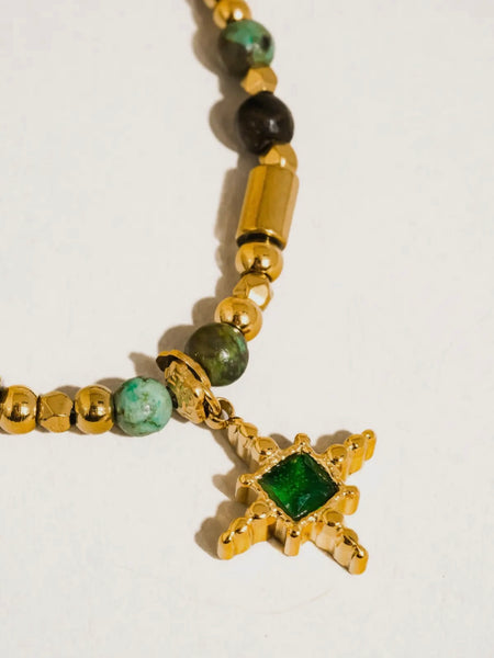 Irie Beaded Gemstone Necklace in Green